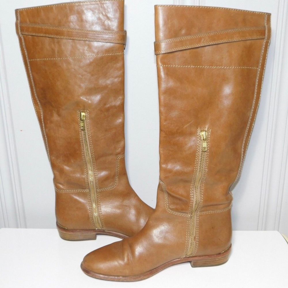Coach Laguna Womens Size 8.5 B Leather Riding Boots Tall Gold Hardware Zip